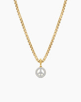 Peace Sign Amulet in 18K Yellow Gold with Diamonds, 11mm